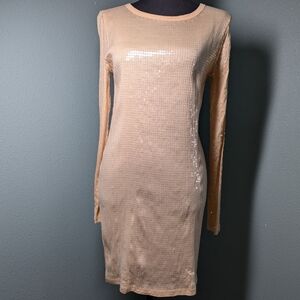 Michael Kors Sequin Long Sleeve Dress - Beige